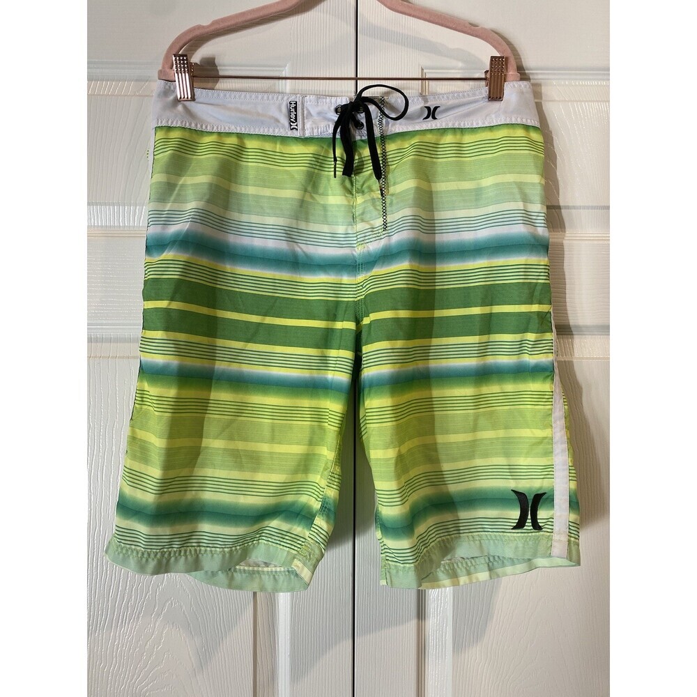 hurley swim trunks 34 Green Striped